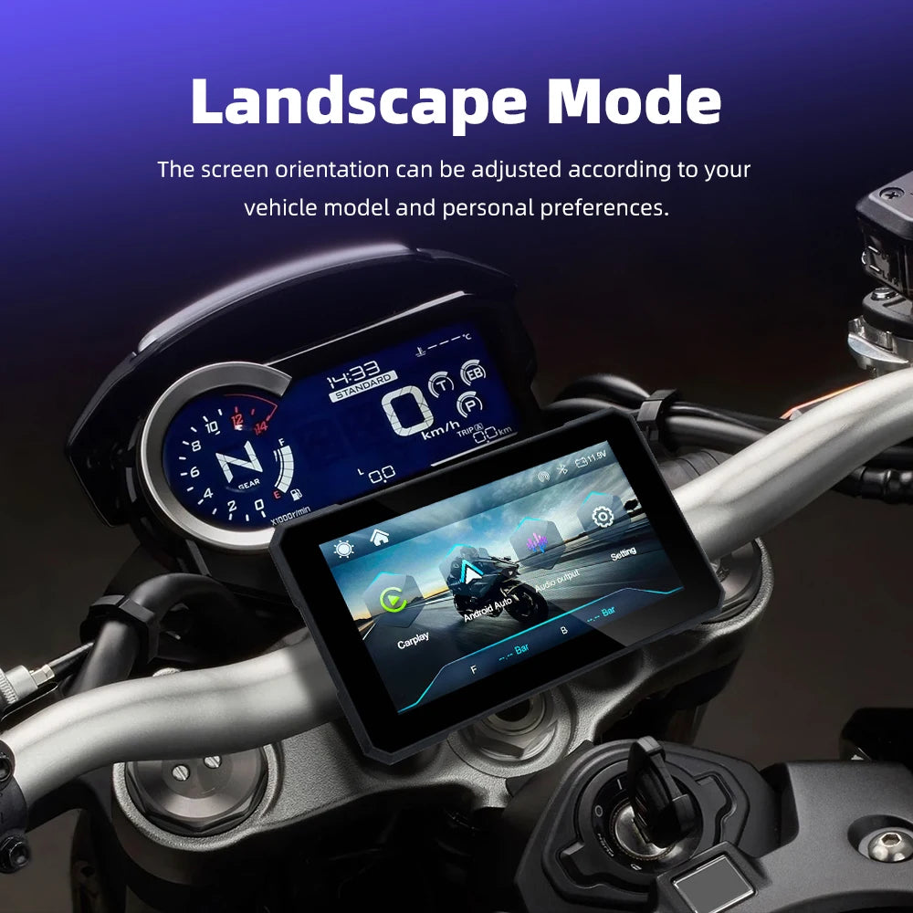 5" Smart Motorcycle Display, Wireless CarPlay & Android Auto, IP67 Waterproof